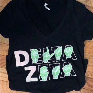 Delta zeta sign language V-neck